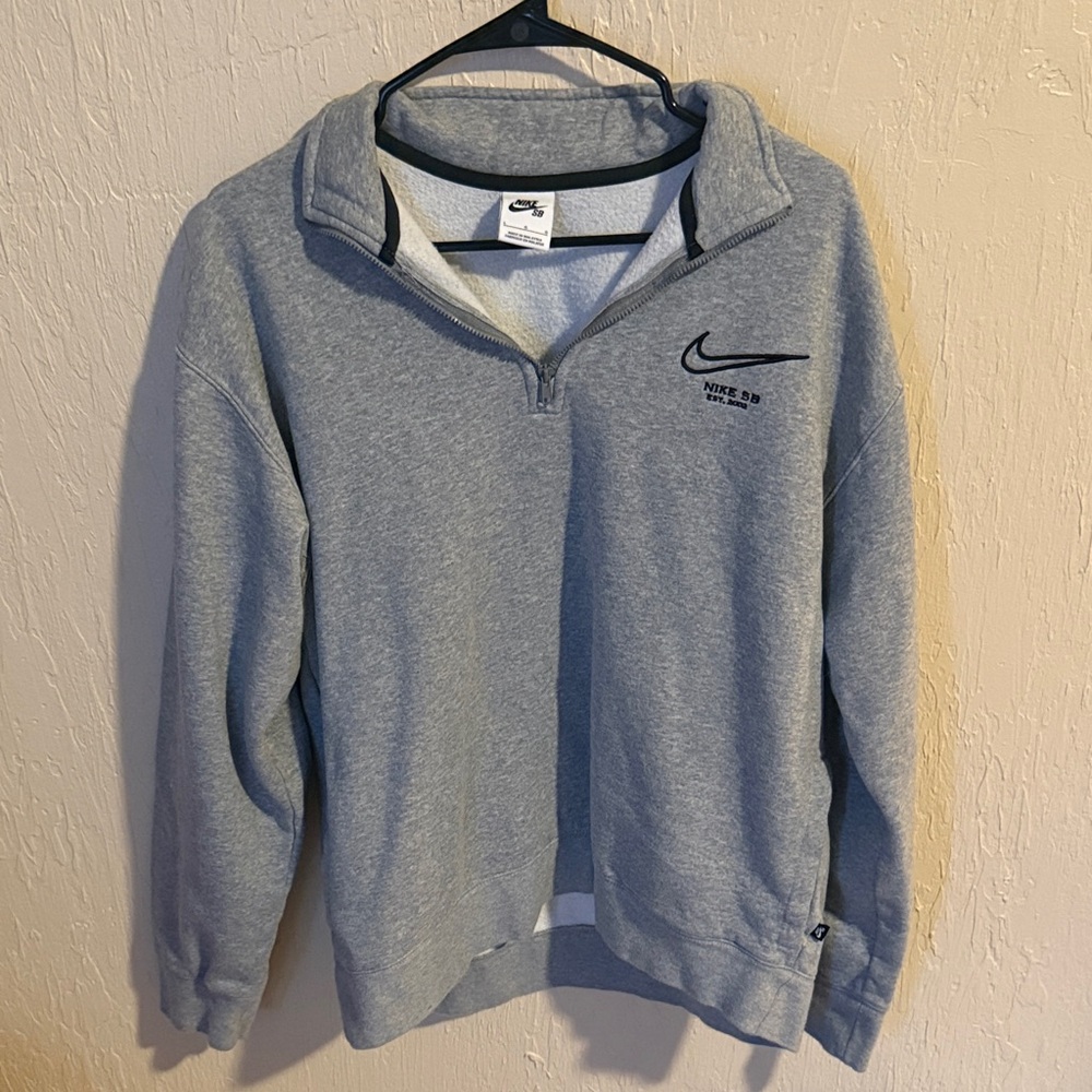 Vintage Nike Men's Heather Gray Zip-Up Sweater